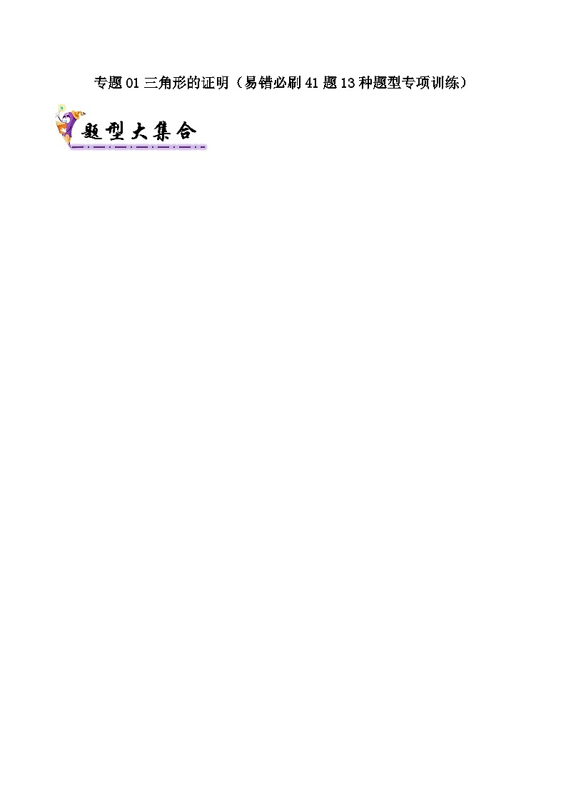 专题01 三角形的证明（考题猜想，易错必刷41题13种题型专项训练）（原卷版）第1页