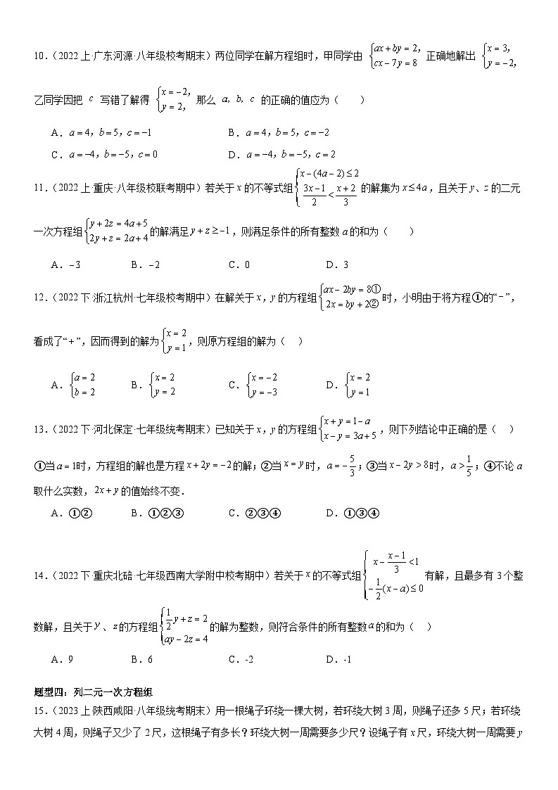 猜想04 二元一次方程组（易错必刷30题6种题型）（原卷版+解析版）03