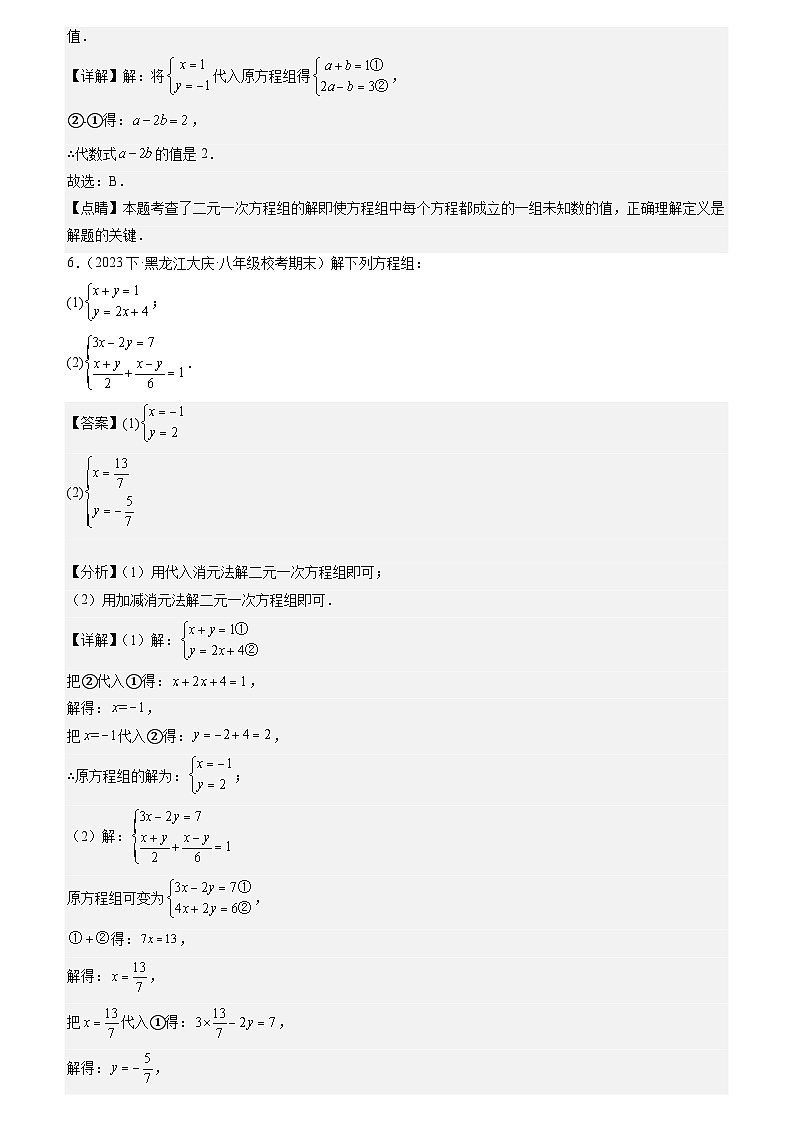 猜想04 二元一次方程组（易错必刷30题6种题型）（原卷版+解析版）03