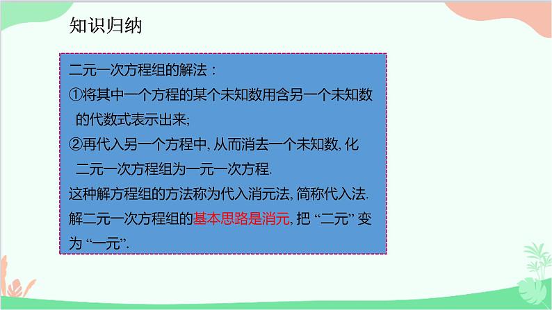 人教版数学七年级下册 8.2.1 用代入法解二元一次方程组课件第4页