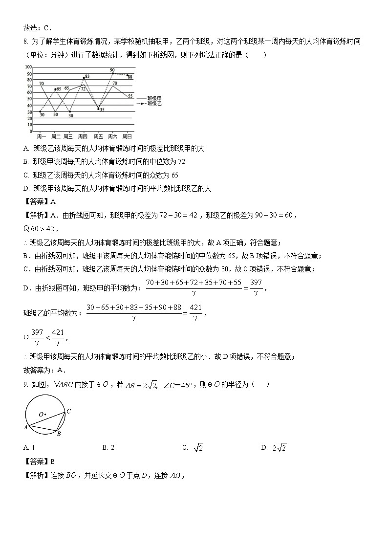 [数学]福建省泉州市惠安县2024年中考模拟试题（解析版）03