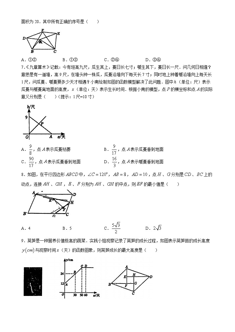 浙江省台州市玉环市城关第一初级中学2023-2024学年八年级下学期期中数学试题(无答案)第2页