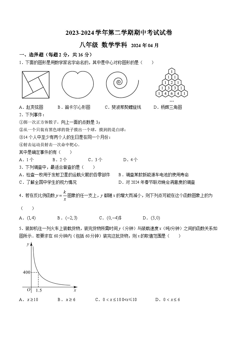 江苏省苏州市苏州工业园区东沙湖实验中学2023-2024学年八年级下学期期中数学试题(无答案)01