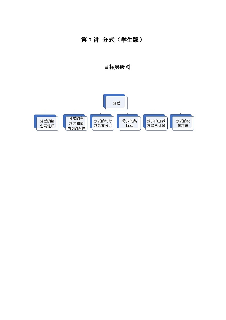2023-2024学年北师版八年级数学寒假专题拔高作业 第7节 分式（含答案）第1页