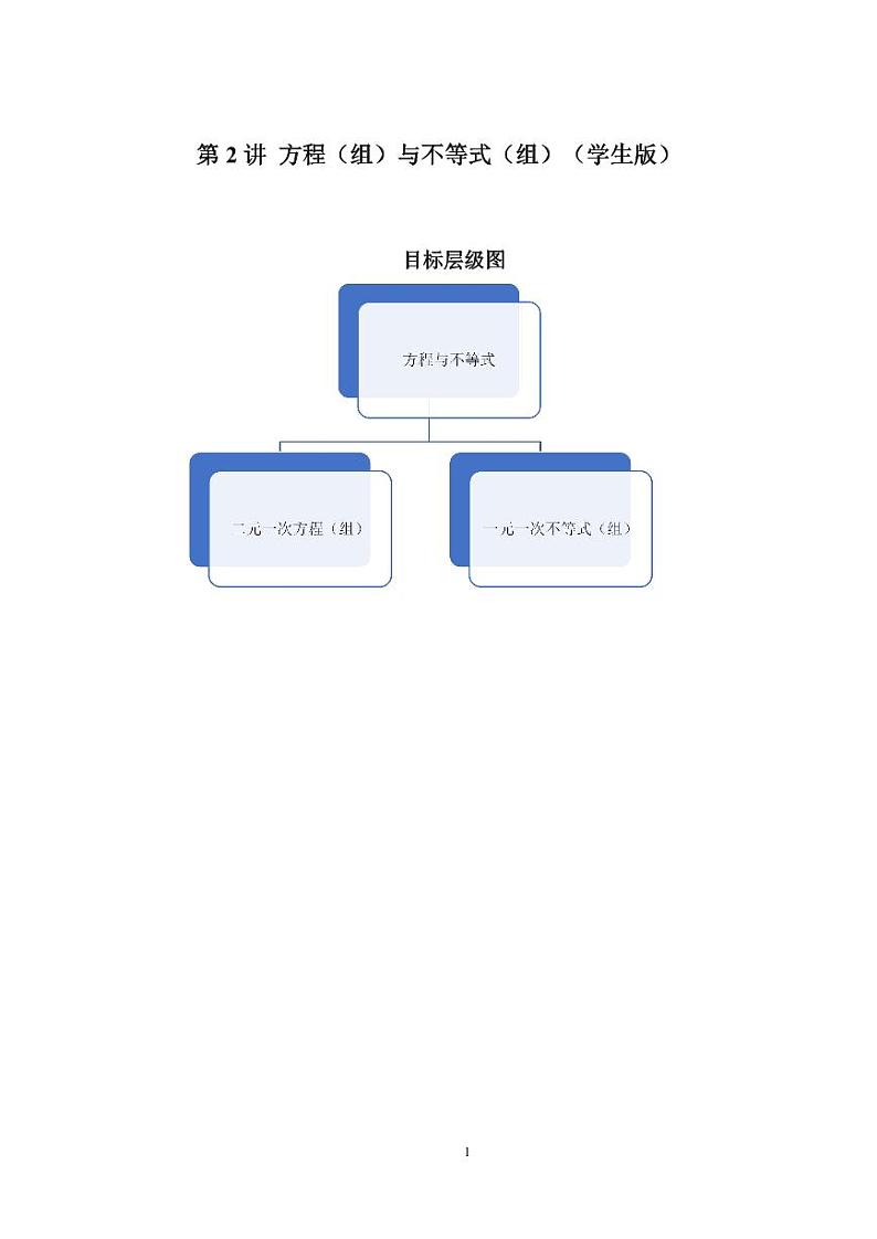 2023-2024学年北师版八年级数学寒假专题基础作业 第2节方程（组）与不等式（组）（含答案）第1页