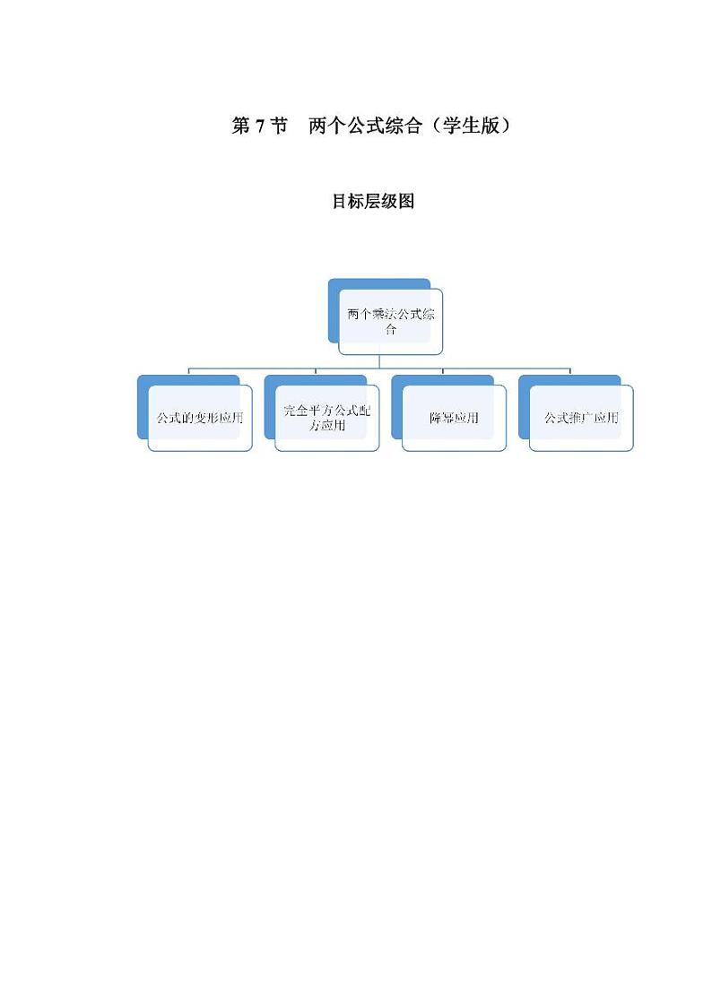 2023-2024学年北师版七年级数学成都地区寒假专题作业 第7节 两个公式综合（含答案）第1页