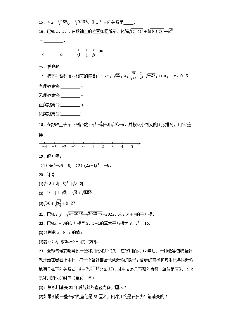 第6章实数 期末综合复习训练题  2023-2024学年人教版七年级数学下册第2页