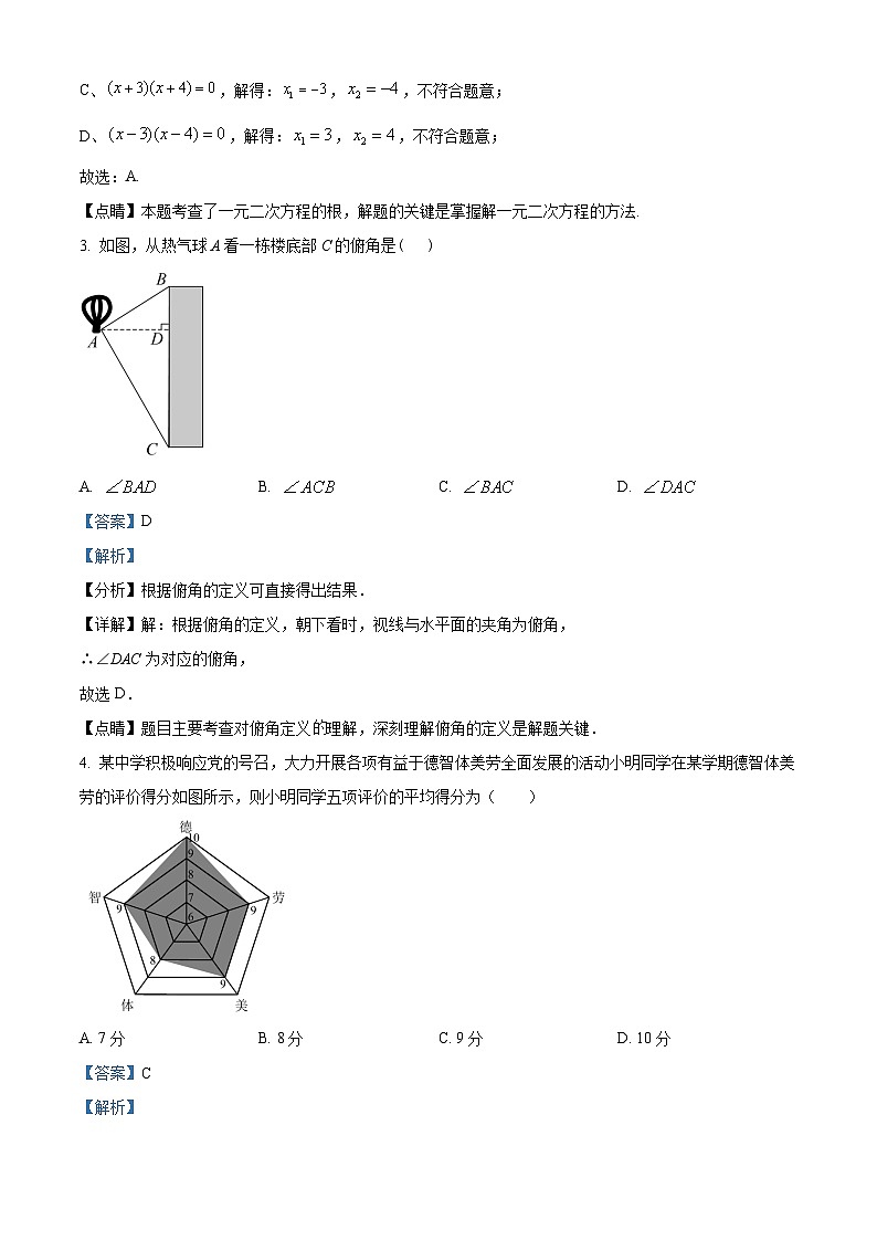 2024年河北省张家口市中考一模数学试题（解析版）02