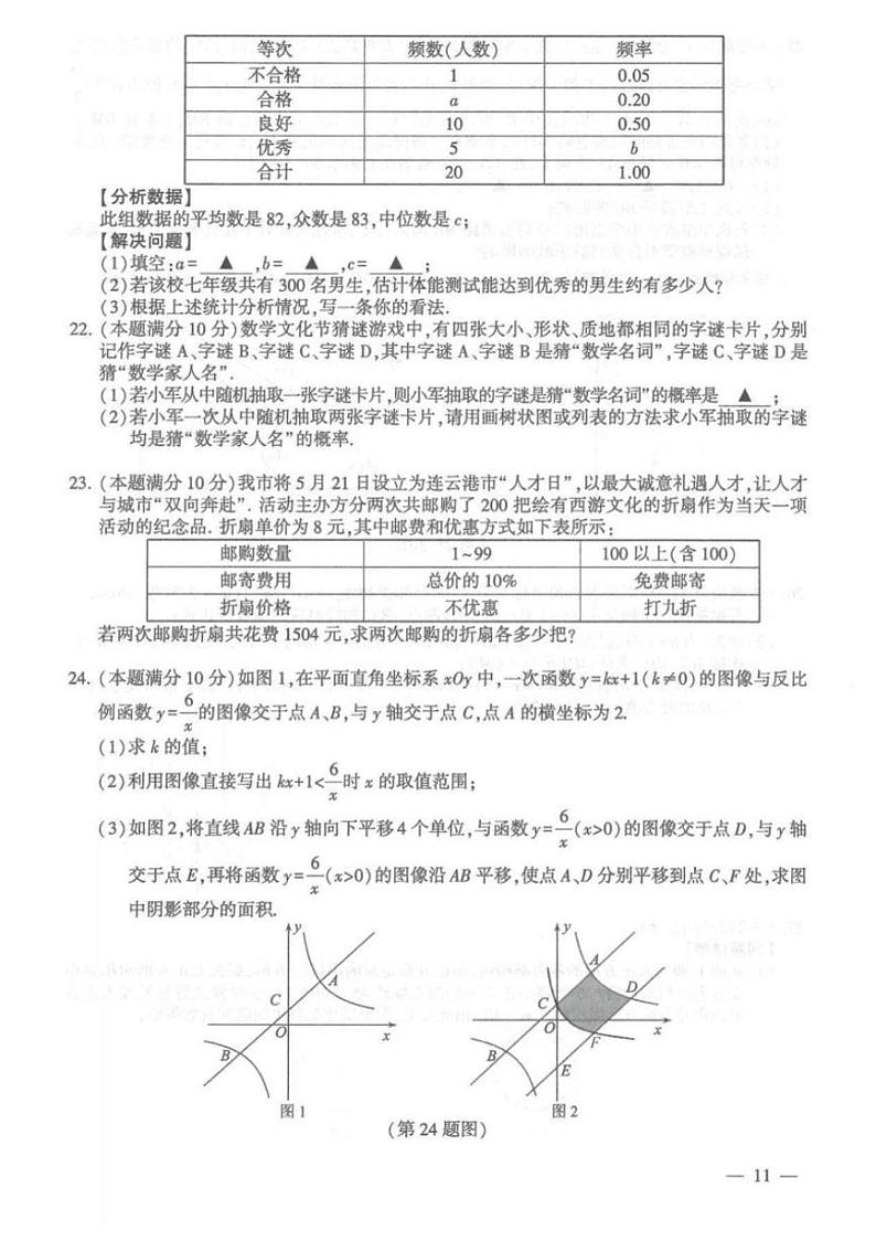 [数学]2024年江苏省连云港市中考数学真题（含答案）第3页