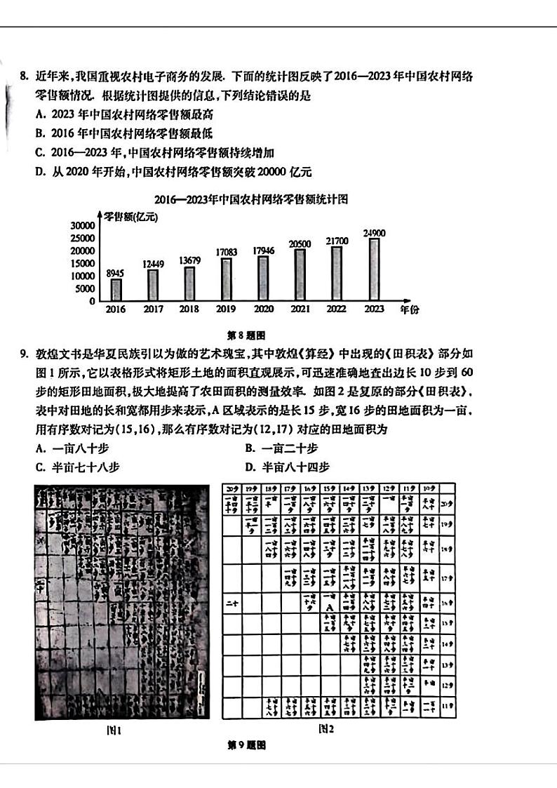 2024年甘肃省武威市中考数学试题（原卷版+含解析）02