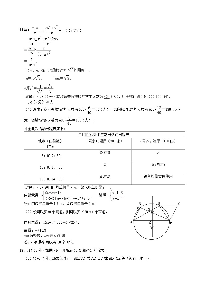 2024宝一外中考考前（数学）学科模拟一（参考答案）第2页