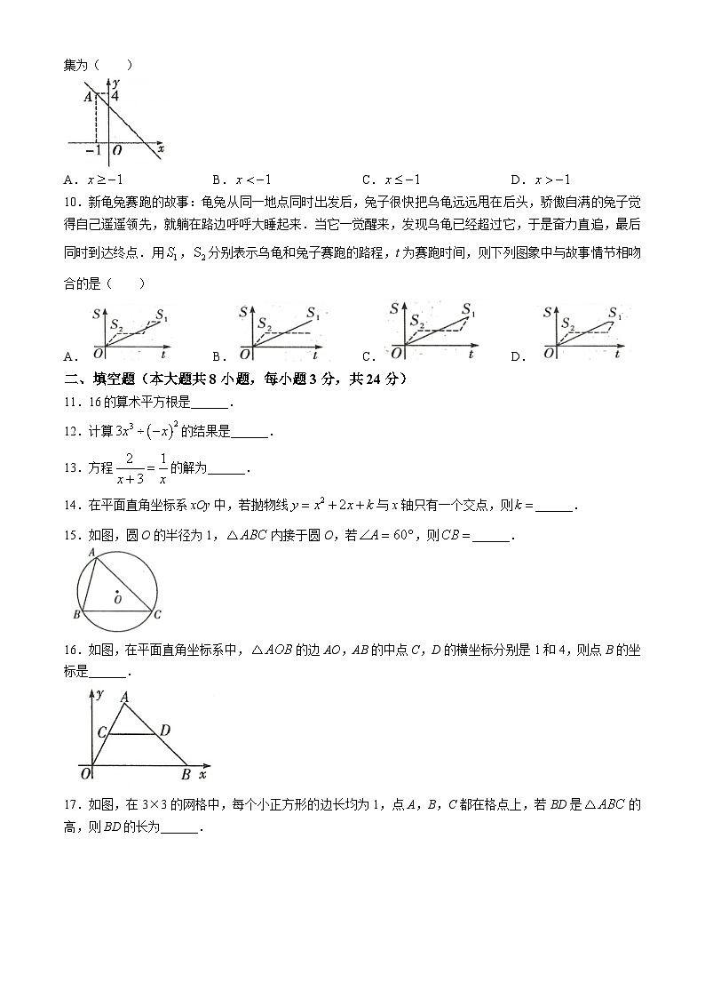 2024年甘肃省定西市岷县城郊初级中学九年级第三次模拟考试数学试题(无答案)02