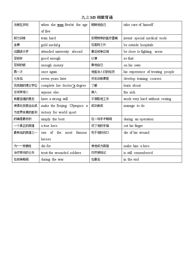 外研版初中英语九上9A词组默写练习(含答案)03