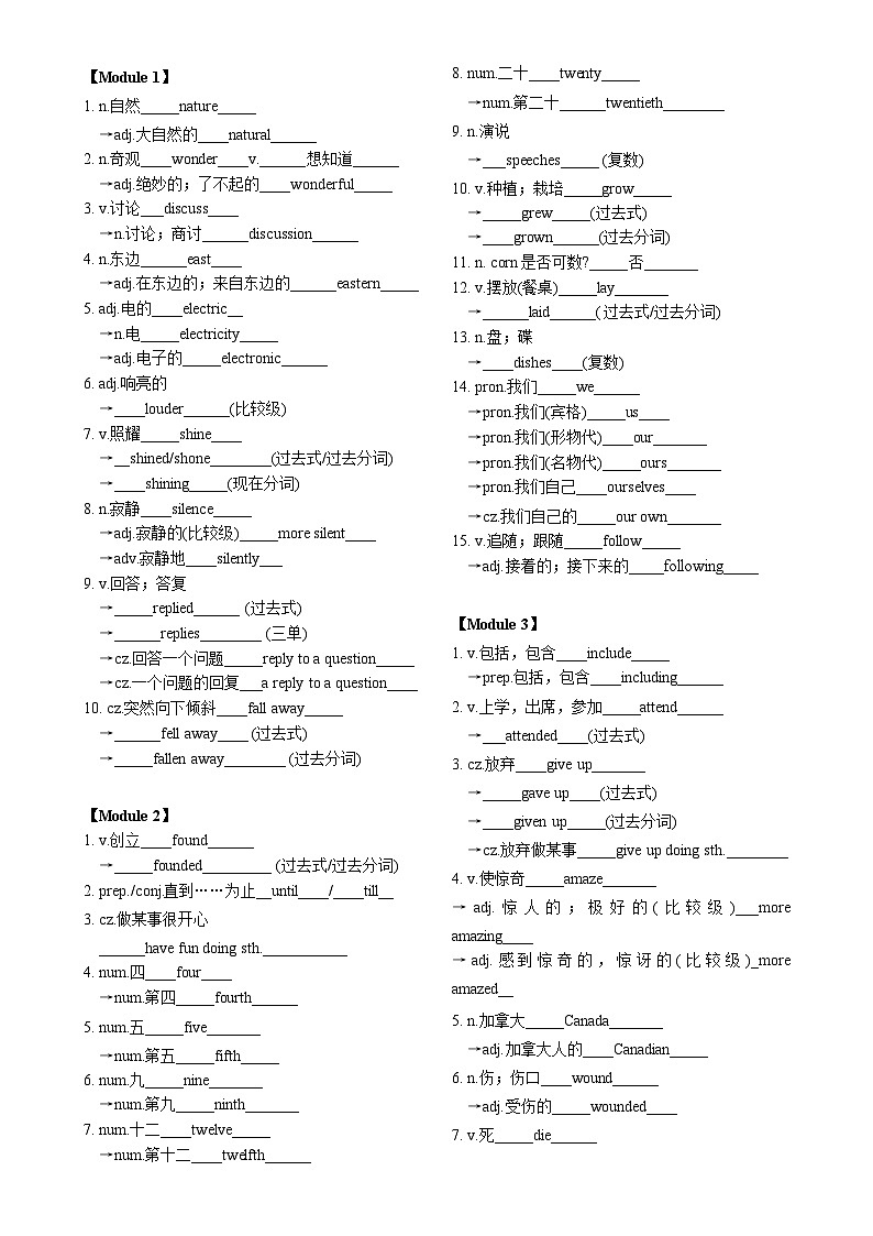 外研版初中英语九上9A知识点考前抱佛脚版（含答案）01