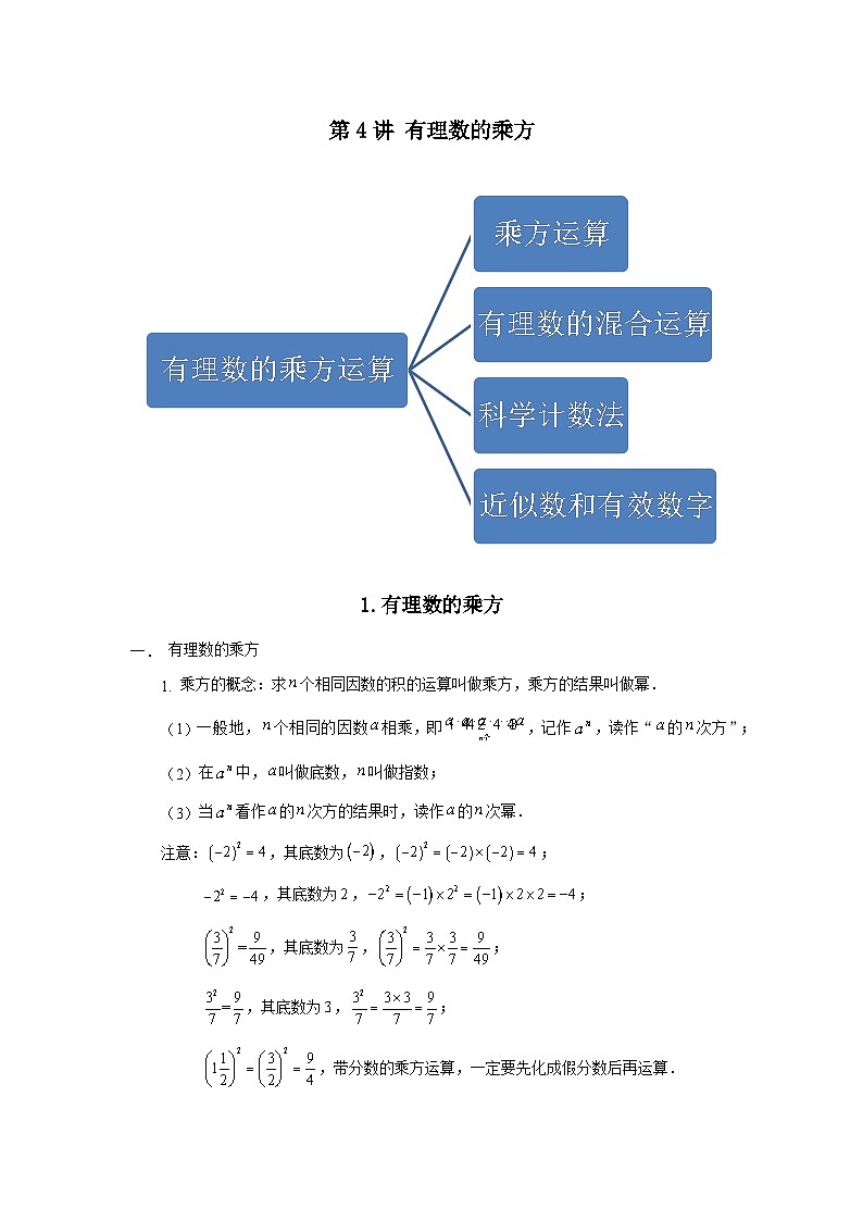 七年级数学暑期精品讲义第4讲.有理数的乘方-提高班(学生版+解析)第1页