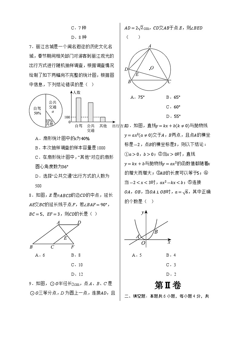 2024年中考押题预测卷01（浙江卷）-数学（含考试版、全解全析02