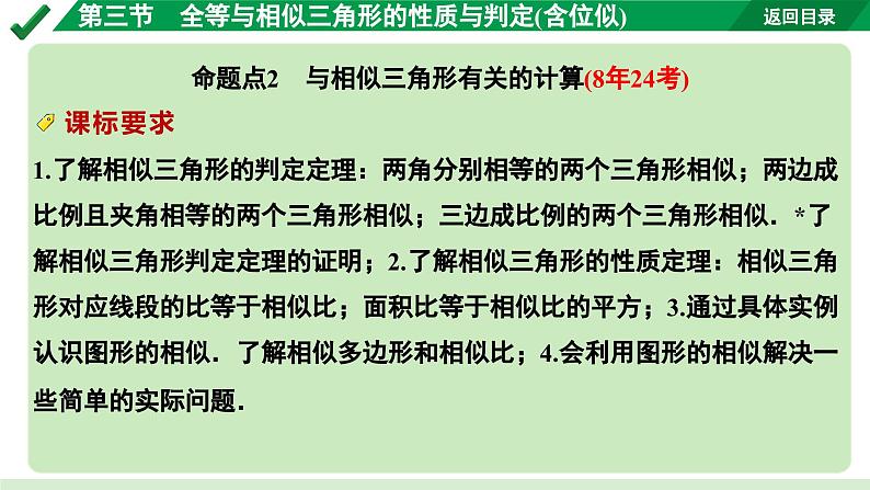 2024成都中考数学第一轮专题复习 全等与相似三角形的性质与判定(含位似)  课件第6页