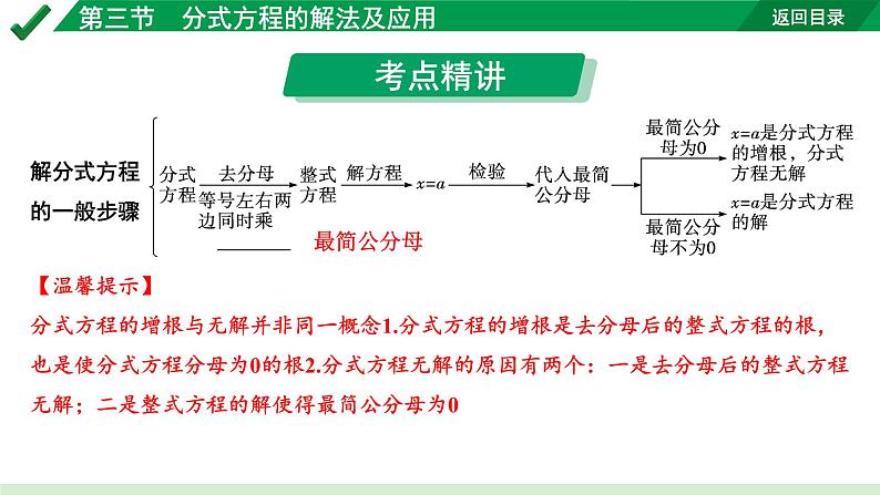 2024成都中考数学第一轮专题复习之第二章  第三节  分式方程的解法及应用 教学课件03