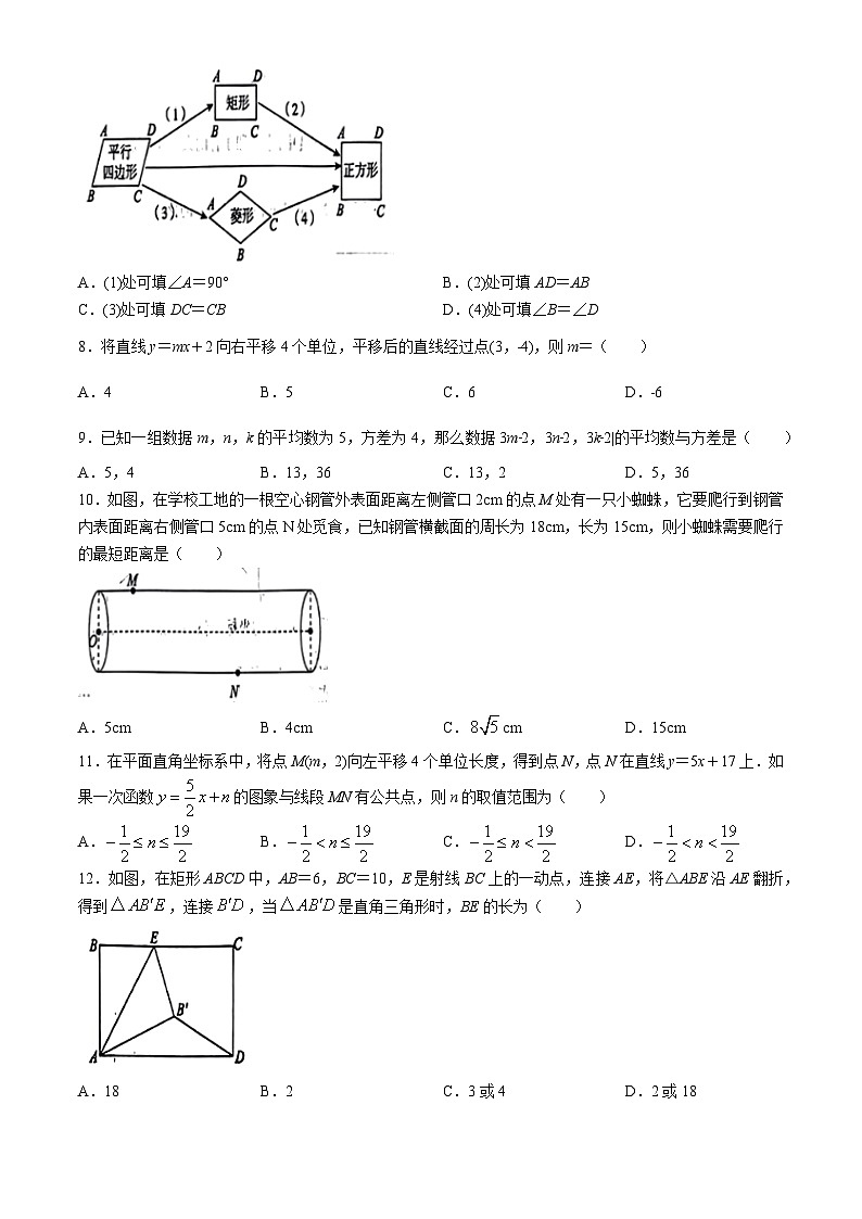 河北省廊坊市香河县第四中学2023-2024学年八年级下学期月考数学试题02