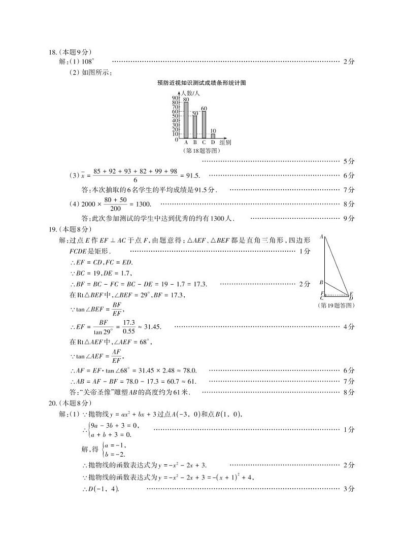 山西省阳泉市盂县多校2024年中考第三次模拟数学试卷02