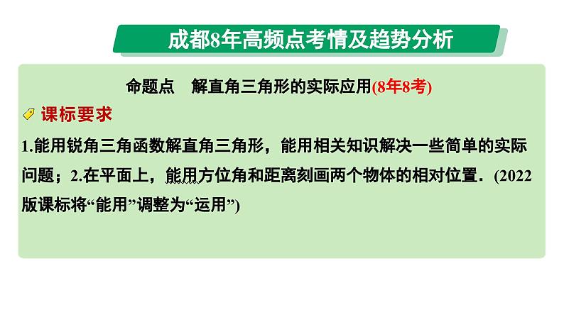 2024成都中考数学第一轮专题复习之第四章 第四节 解直角三角形的实际应用 课件第2页