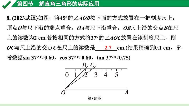 2024成都中考数学第一轮专题复习之第四章 第四节 解直角三角形的实际应用 练习课件第8页