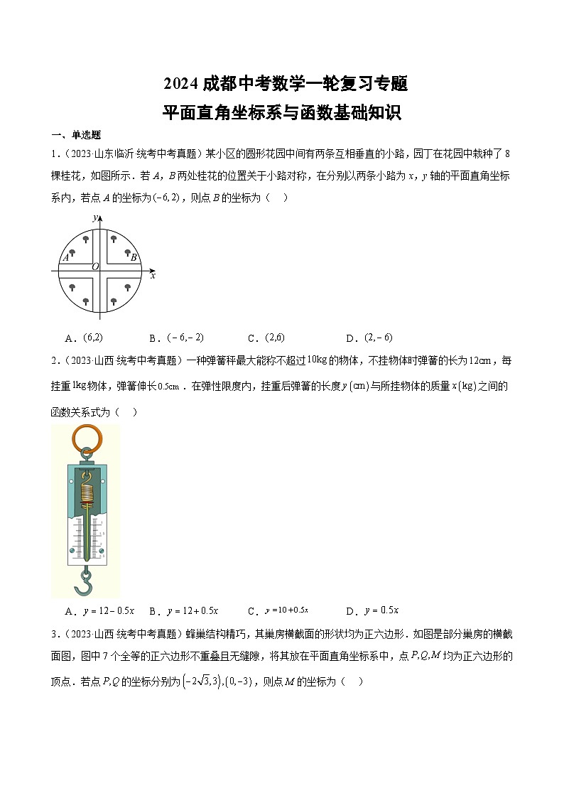2024成都中考数学一轮复习专题 平面直角坐标系与函数基础知识 (含解析)第1页