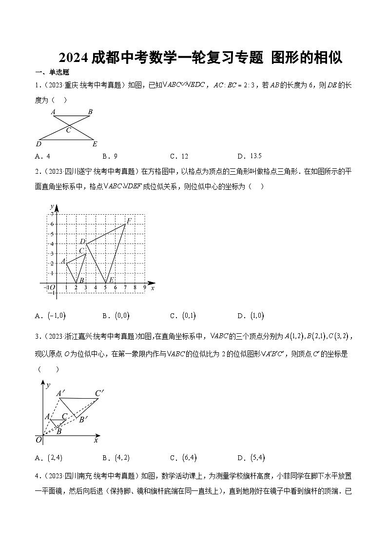2024成都中考数学一轮复习专题 图形的相似 (含解析)01