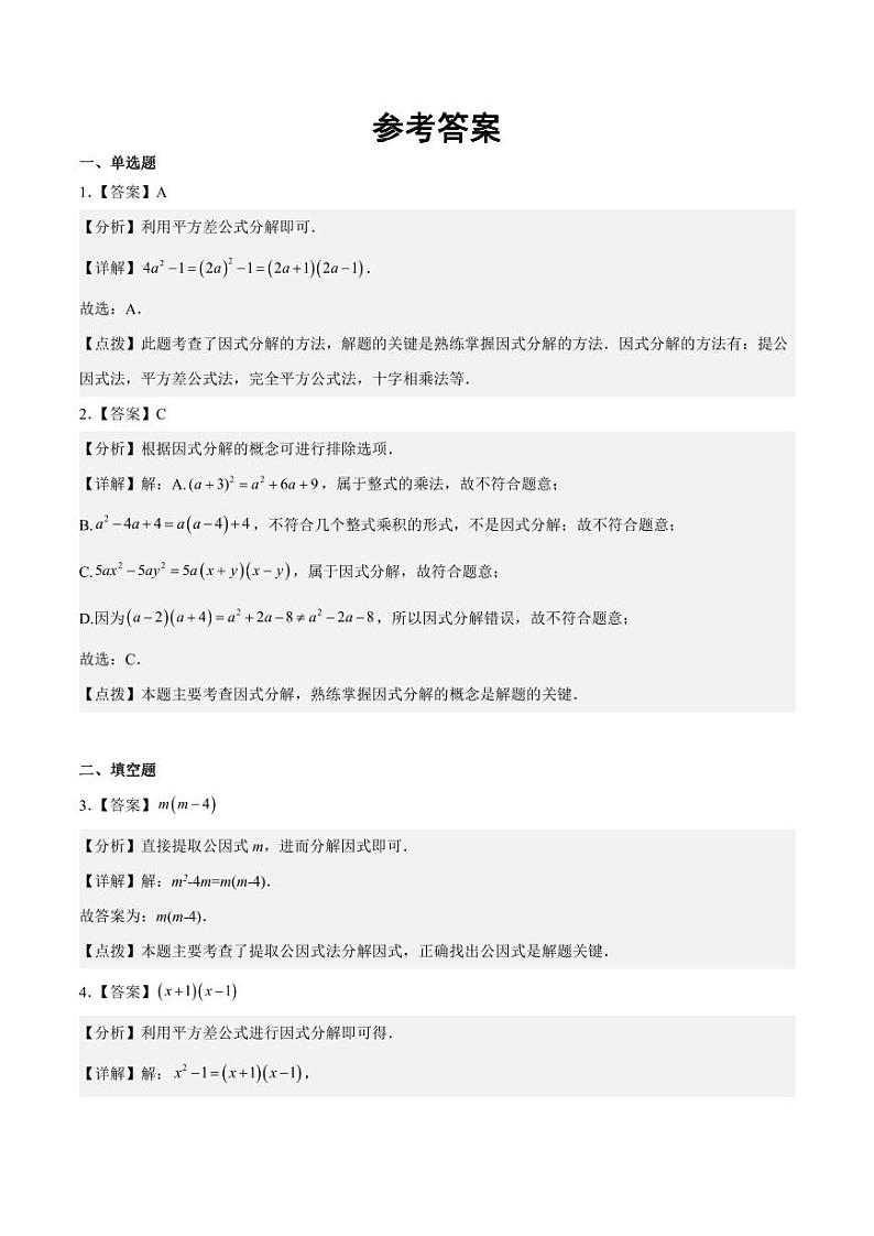 2024成都中考数学一轮复习专题 因式分解 (含解析)03
