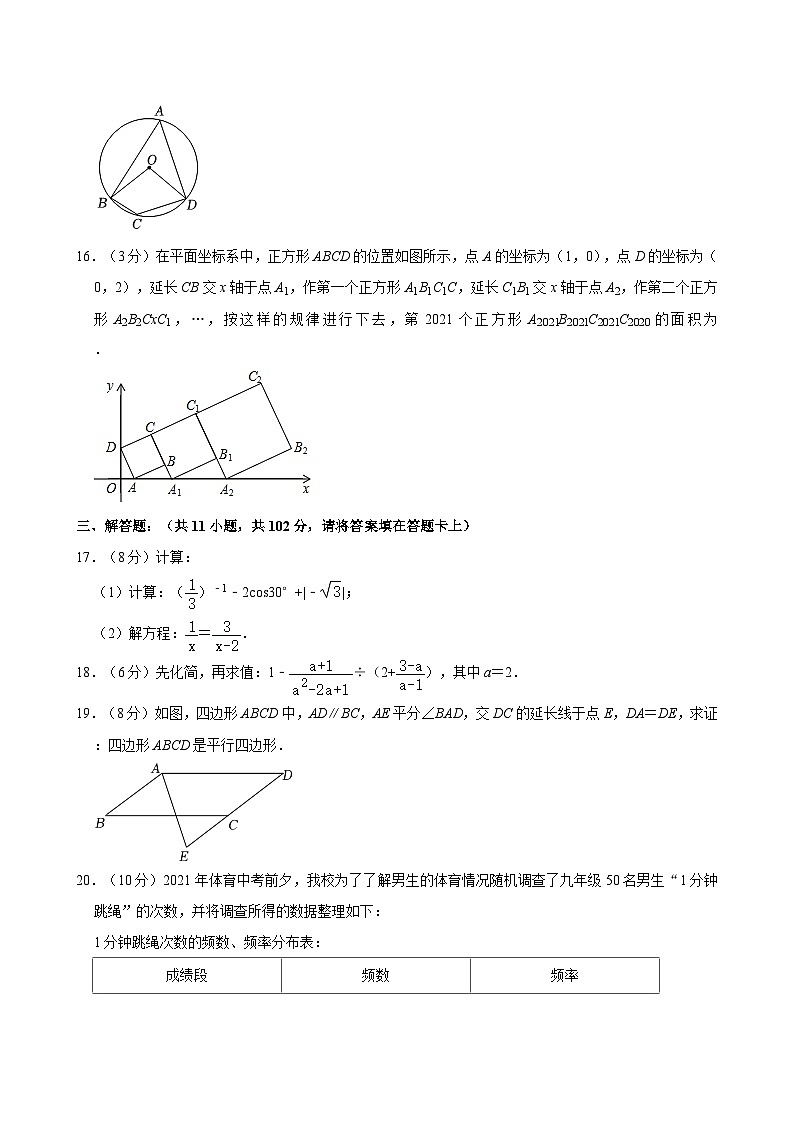 2021年江苏省淮安市淮阴区开明中学中考数学第一次模拟试卷03