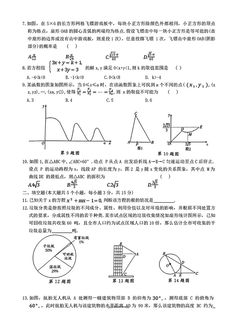 [数学][三模]2024年河南省周口市项城市新华学校等校中考联考试题(有答案)第2页