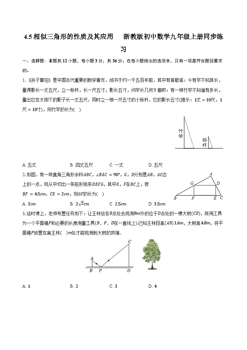 4.5相似三角形的性质及其应用 浙教版初中数学九年级上册同步练习（含详细答案解析）01