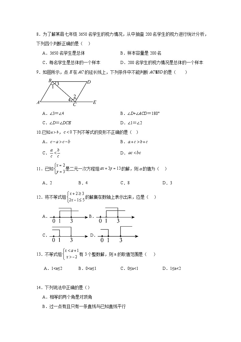 2023-2024学年人教版七年级下册数学期末复习卷（一）第2页