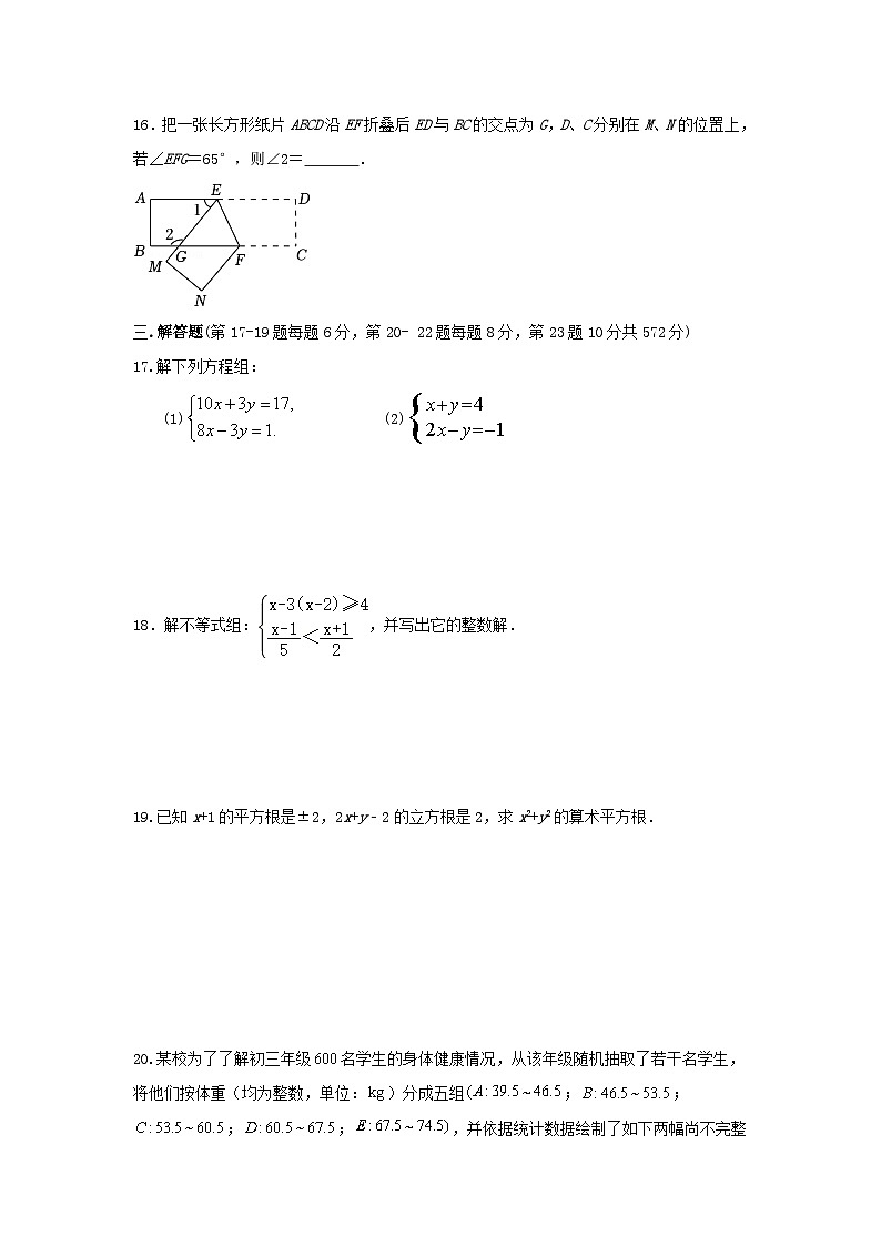 2023--2024学年人教版七年级数学下册期末复习训练试卷第3页
