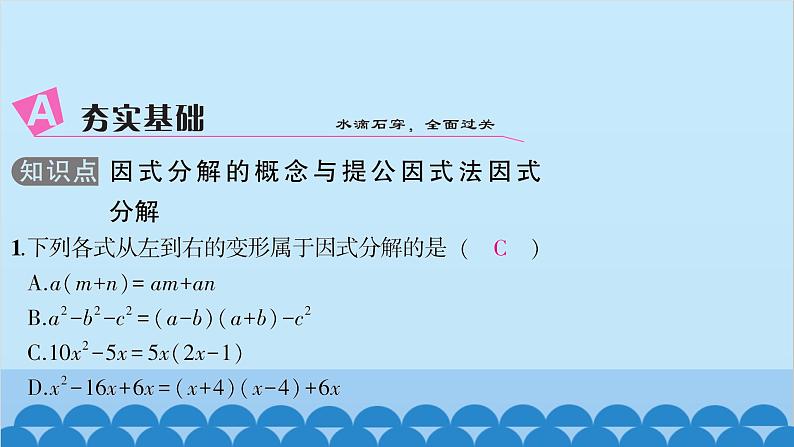 沪科版数学七年级下册 第8章整式乘法与因式分解习题课件03