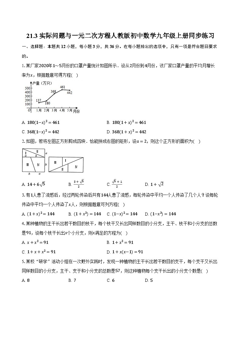 21.3实际问题与一元二次方程 人教版初中数学九年级上册同步练习（含详细答案解析）第1页