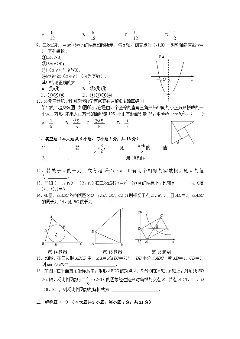 珠海市斗门区乾务中学2023-24学年九年级数学第二学期模拟试卷第2页