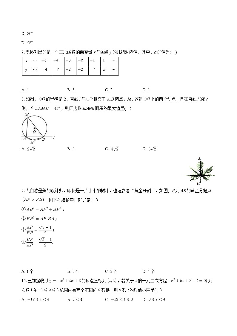 浙江省金华市东阳市六校2023-2024学年九年级上学期期中考试数学试卷02
