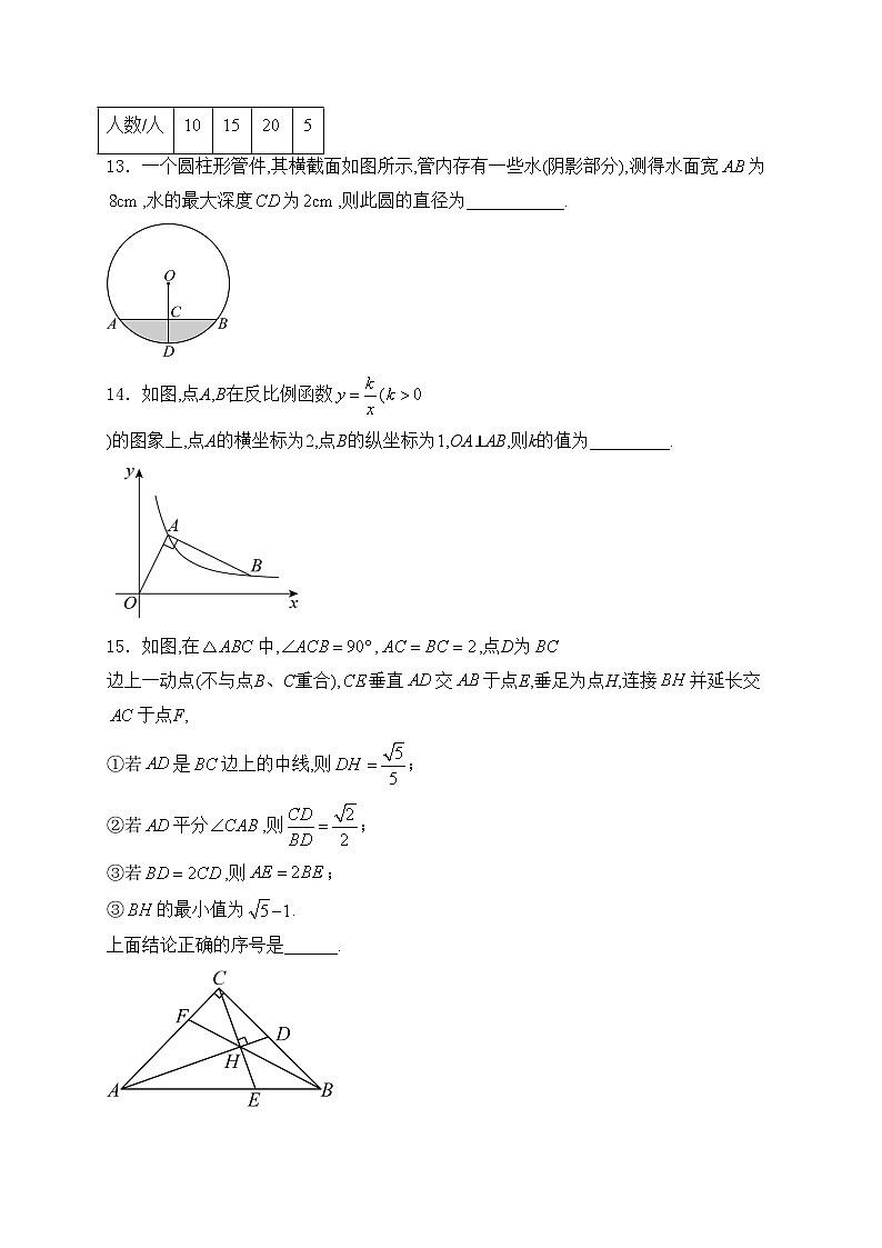 新疆部分学校2024年中考素养调研第三次模拟考试数学试卷(含答案)03