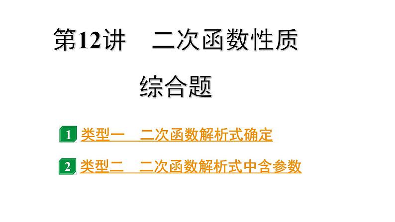 2024贵阳中考数学一轮中考题型研究 第12讲  二次函数性质综合题（课件）第1页