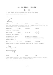 [数学]2022北京昌平初一下学期期末试卷及答案