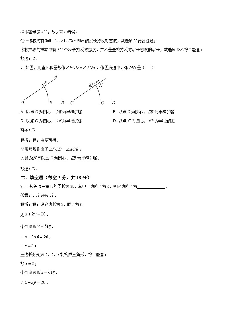 丰城市第九中学2023-2024学年七年级下学期期中考试数学（A卷）试卷(含解析)03