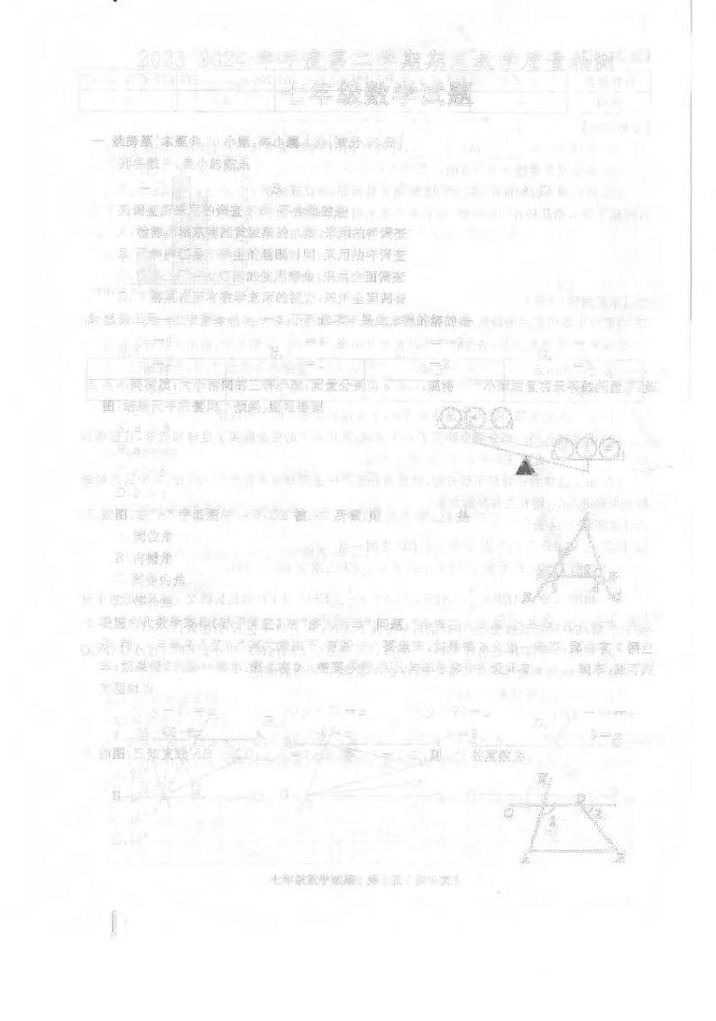 安徽省合肥市庐江县2023-2024学年七年级下学期6月期末数学试题第1页