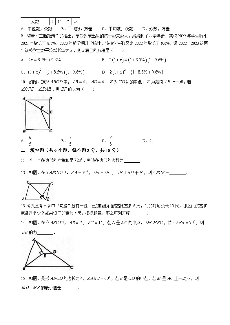 安徽省合肥市包河区2023-2024学年八年级下学期期末数学试题(无答案)02