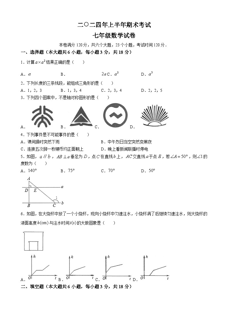 江西省吉安市遂川县2023-2024学年七年级下学期期末数学试题(无答案)01