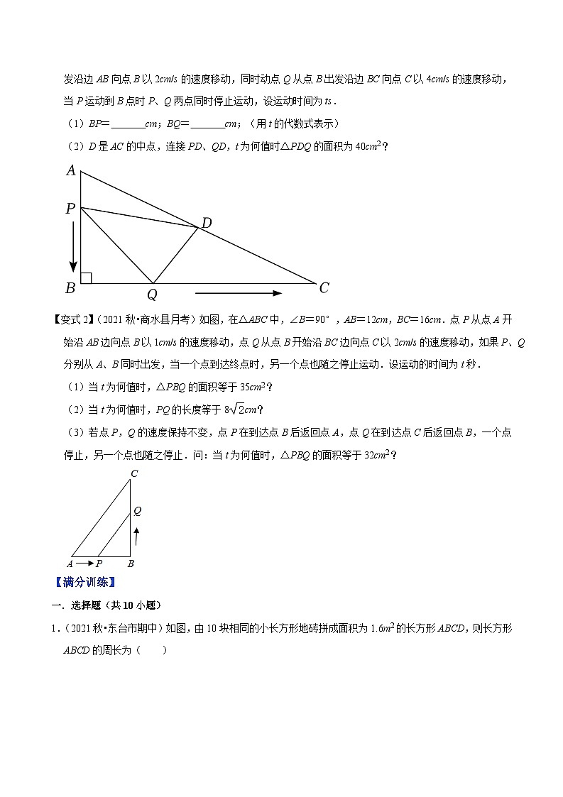 专题1.10一元二次方程的应用：面积与几何问题（重难点培优）-【讲练课堂】2022-2023学年九年级数学上册尖子生同步培优题典【苏科版】（原卷版）第2页