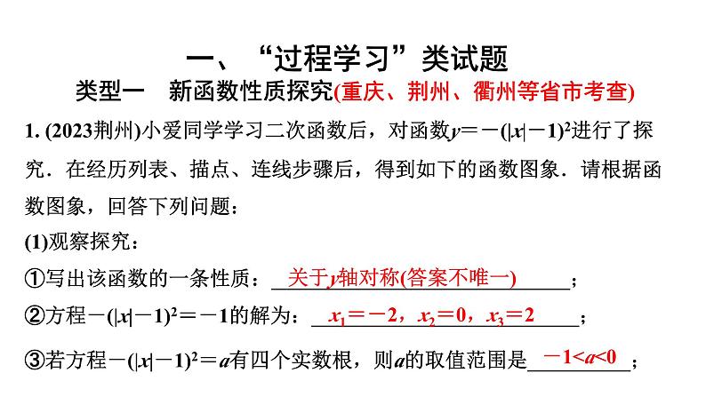 2024贵州中考数学二轮专题 全国视野创新题推荐“过程学习”类试题 （课件）第1页