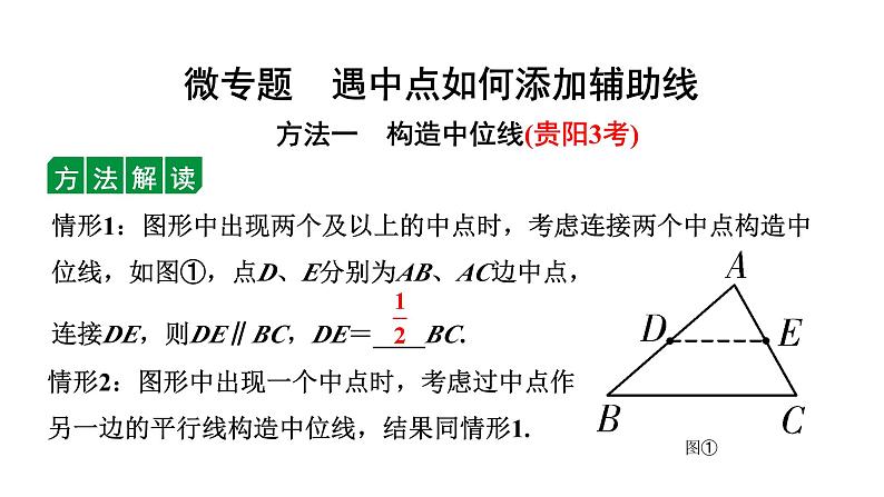 2024贵州中考数学一轮知识点复习 微专题 遇中点如何添加辅助线（课件）01