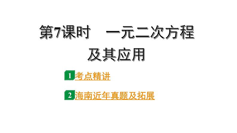 2024海南中考数学二轮重点专题研究 第7课时  一元二次方程及其应用（课件）01