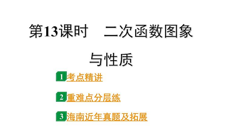 2024海南中考数学二轮重点专题研究 第13课时  二次函数图象与性质（课件）01